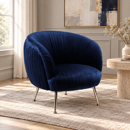 Fauteuil en velours bleu PALACIO