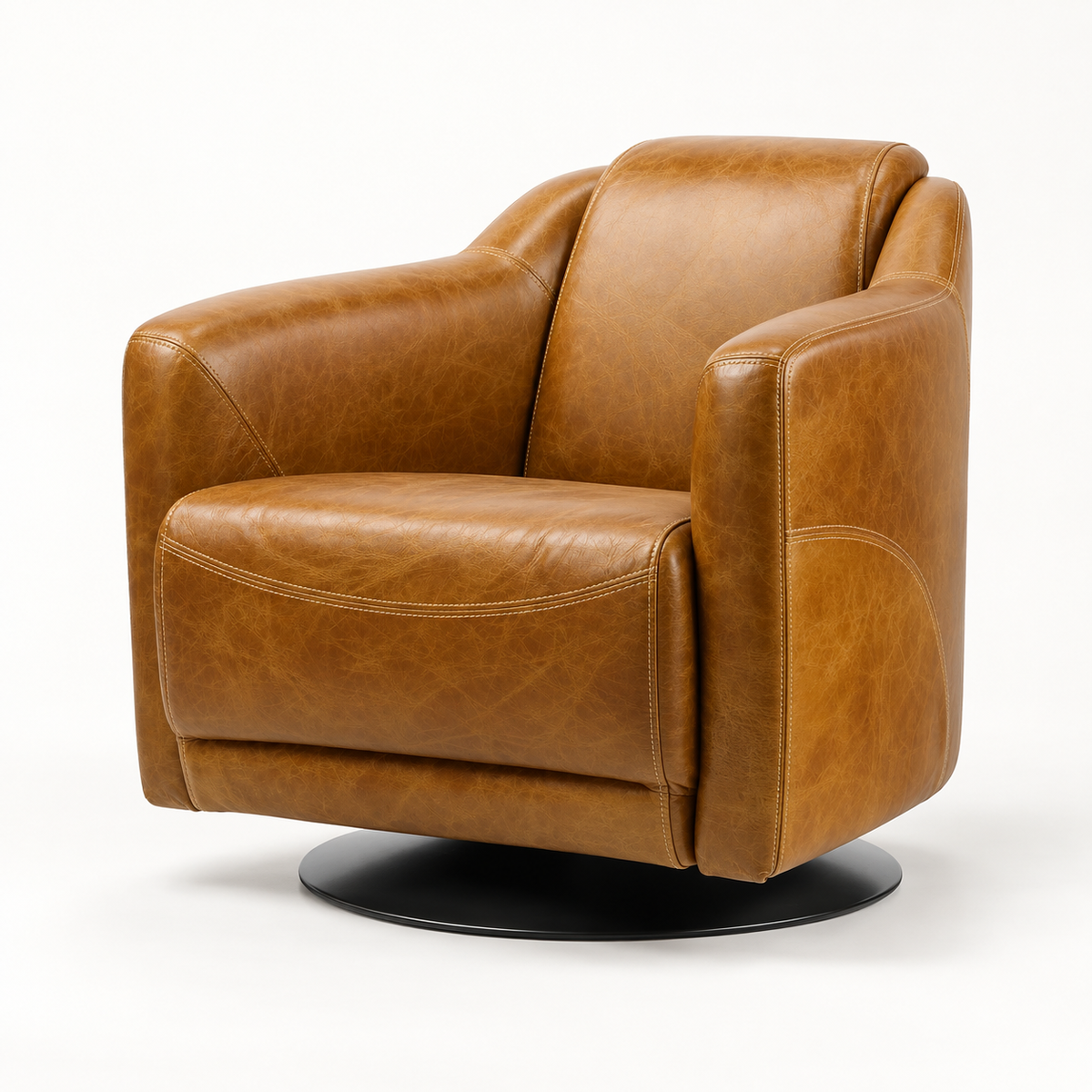 Fauteuil Gentleman pivotant en cuir véritable