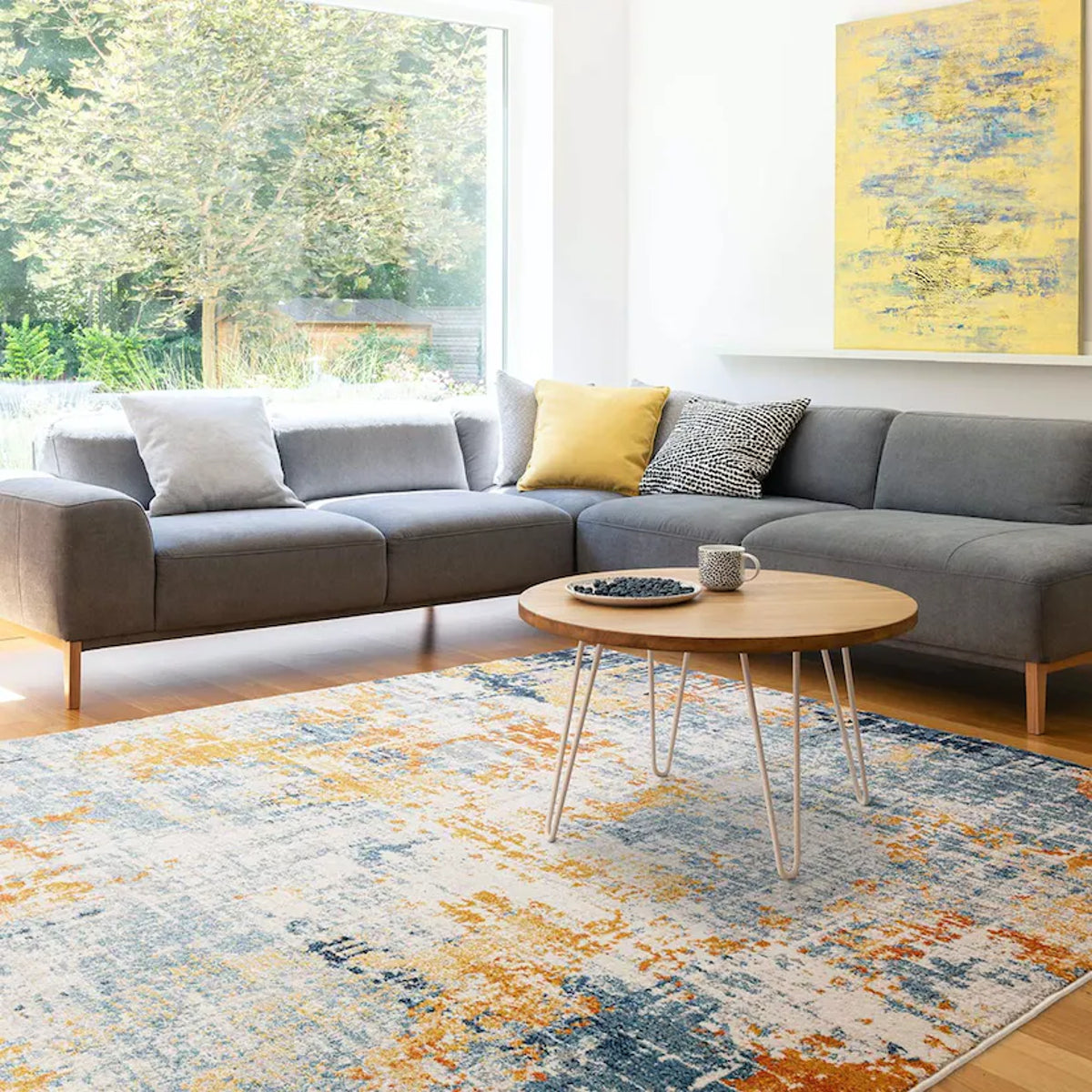 Tapis de salon moderne tissé plat MIRAGE