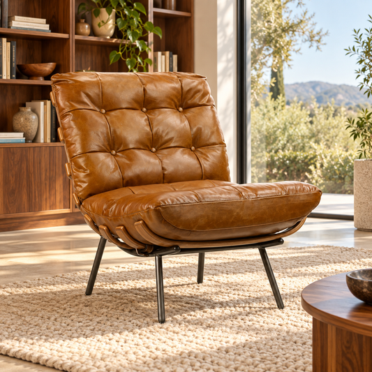 Sillón de cuero genuino Jansen