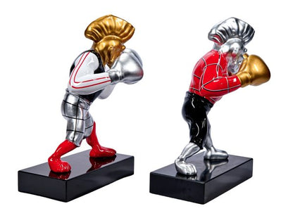 Sculpture statue moderne - Set de 2 boxeurs en résine