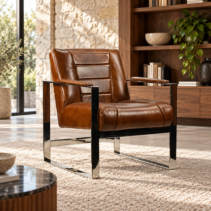Sillón de cuero de lujo OREGON CHROME