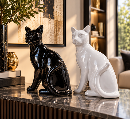 Escultura de estatua moderna de gato negro