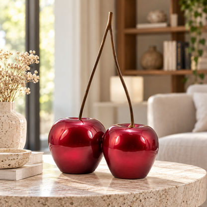 Sculpture statue moderne HAPPY DUO CHERRY