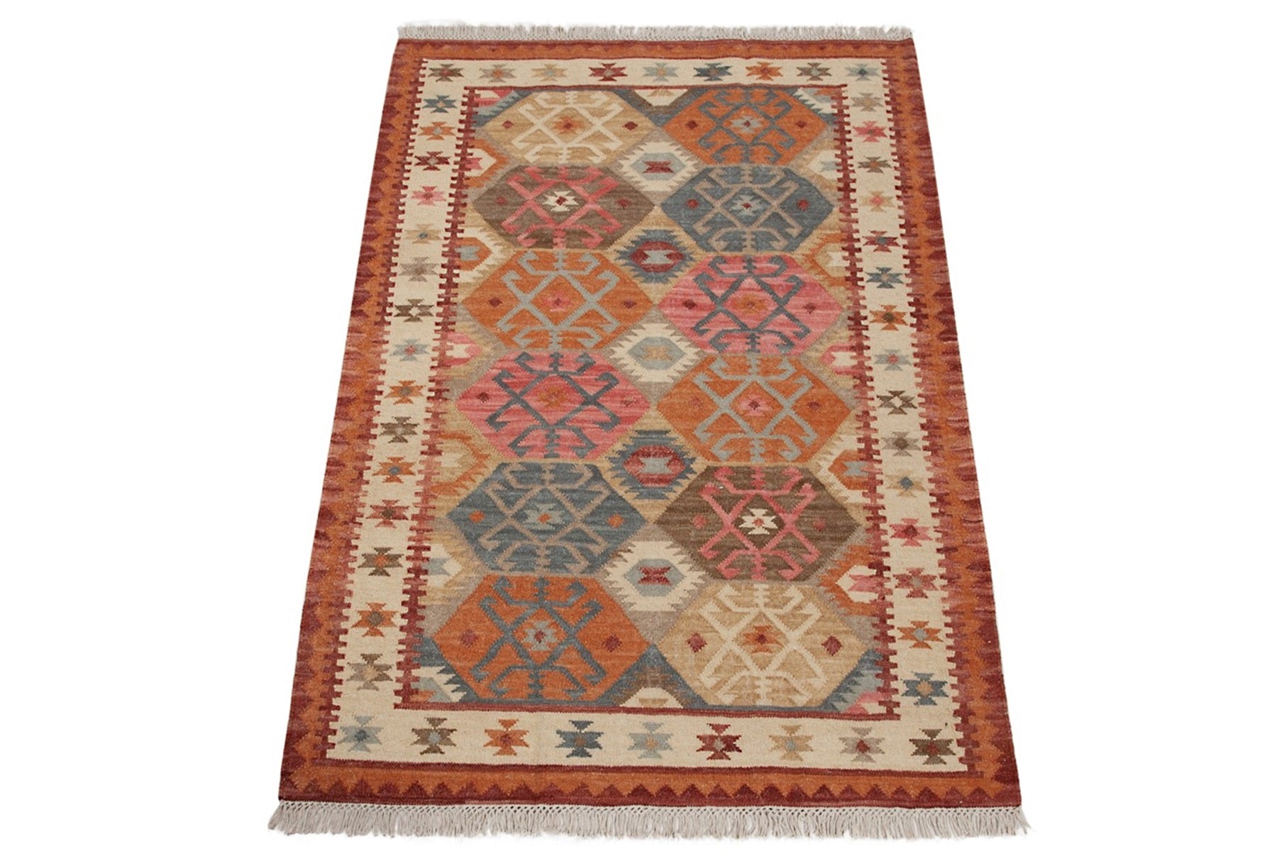 Alfombra kilim oriental de lana tejida a mano Bakan