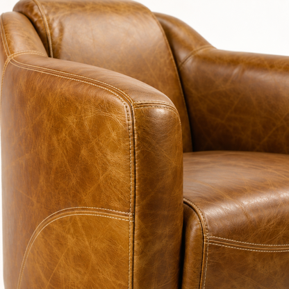 Fauteuil Gentleman pivotant en cuir véritable