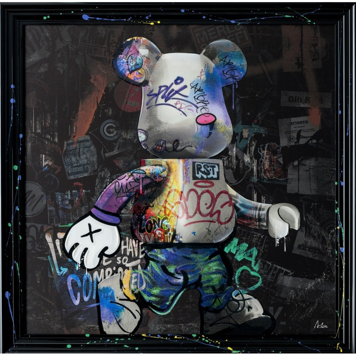 Cuadro con marco de madera POP ART ROBOT 