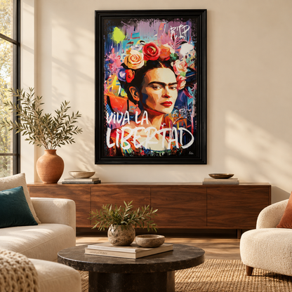 Cuadro con marco de madera de FRIDA 