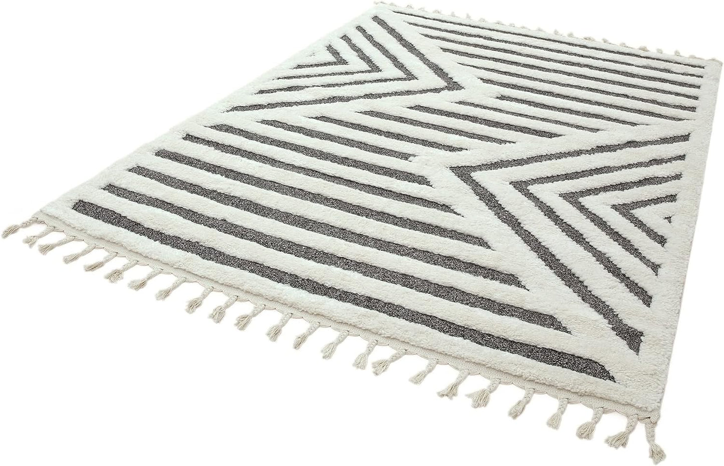 Tapis de salon moderne à franges RASH