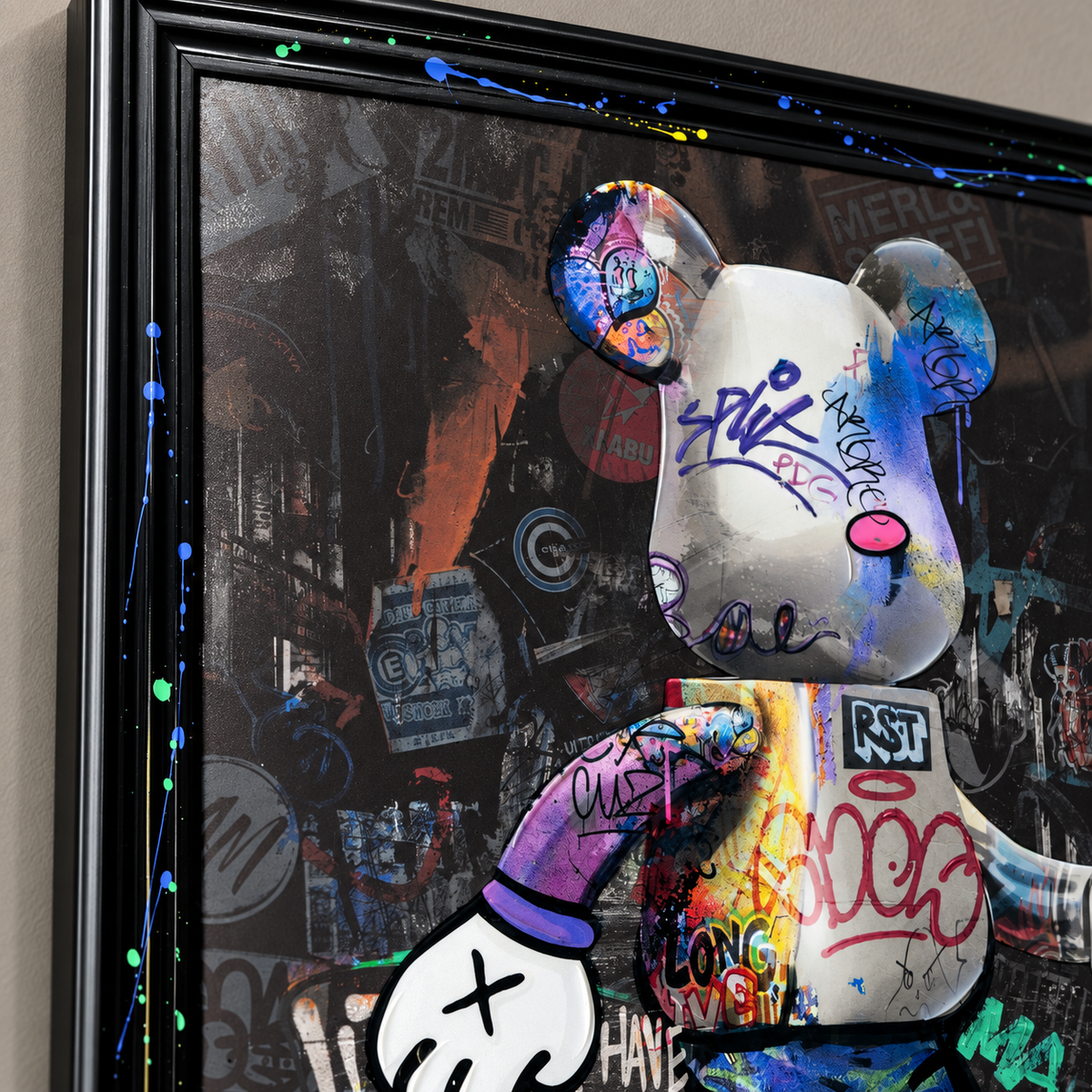 Cuadro con marco de madera POP ART ROBOT 