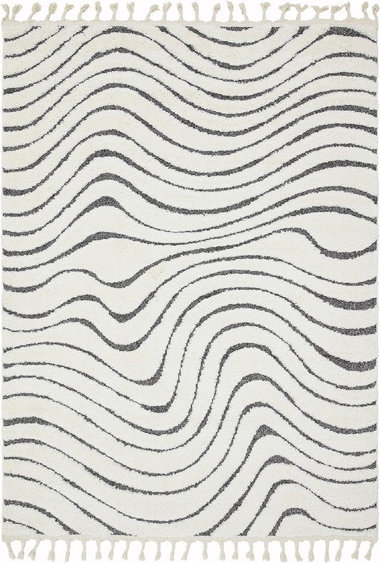 Tapis de salon moderne à franges RIDGE