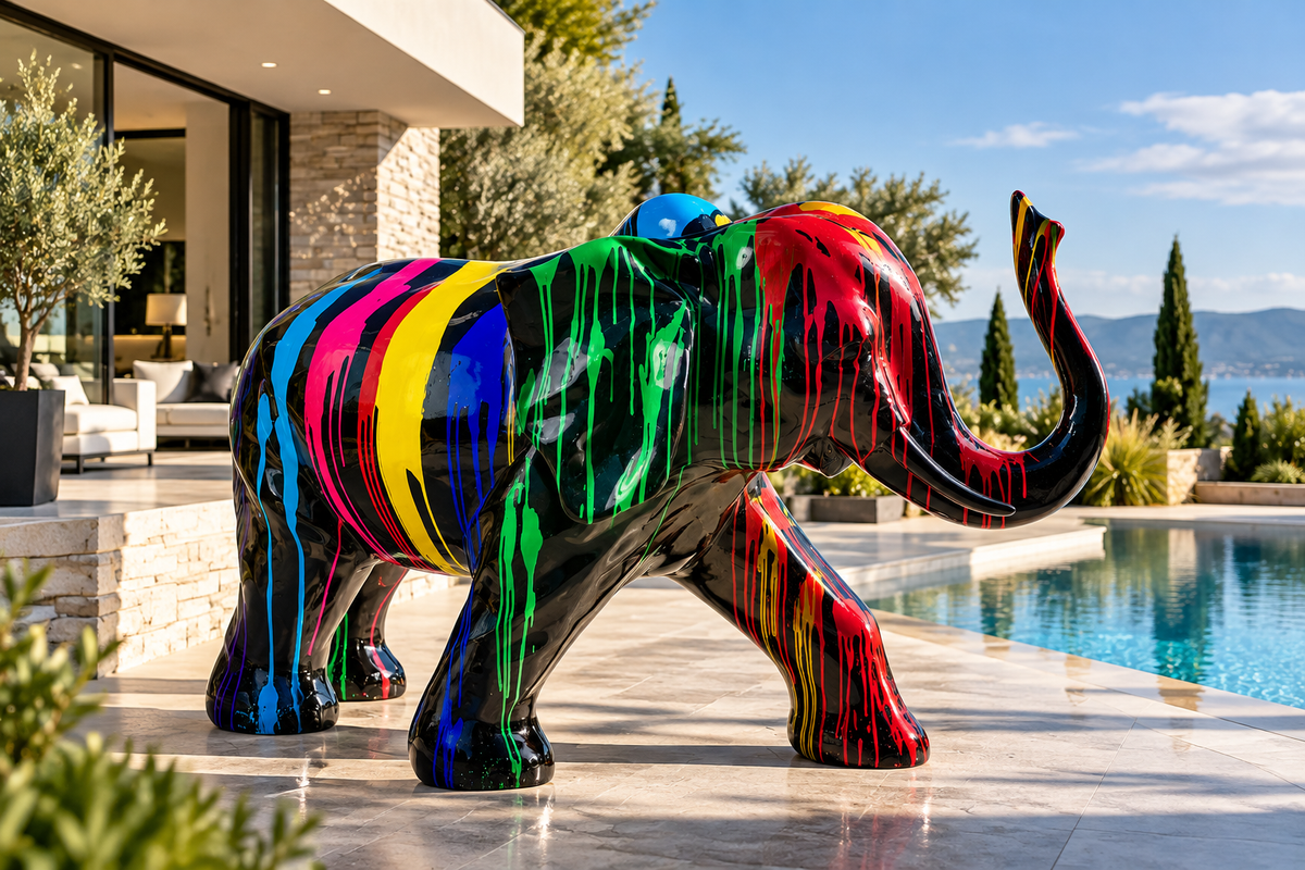 Escultura de estatua moderna de ELEFANTE LOCO