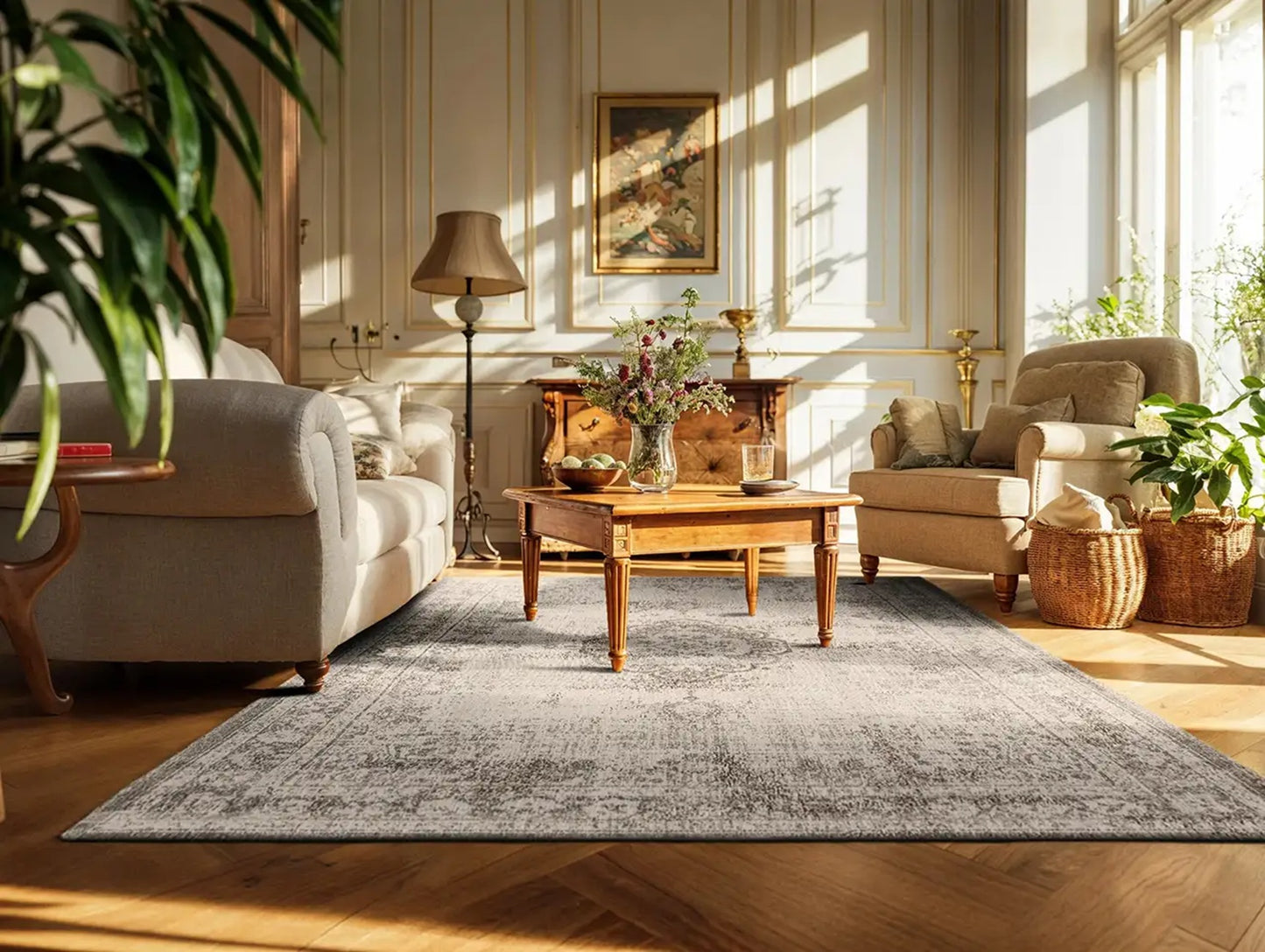 Tapis de salon et chambre tissé plat MEDAILLON