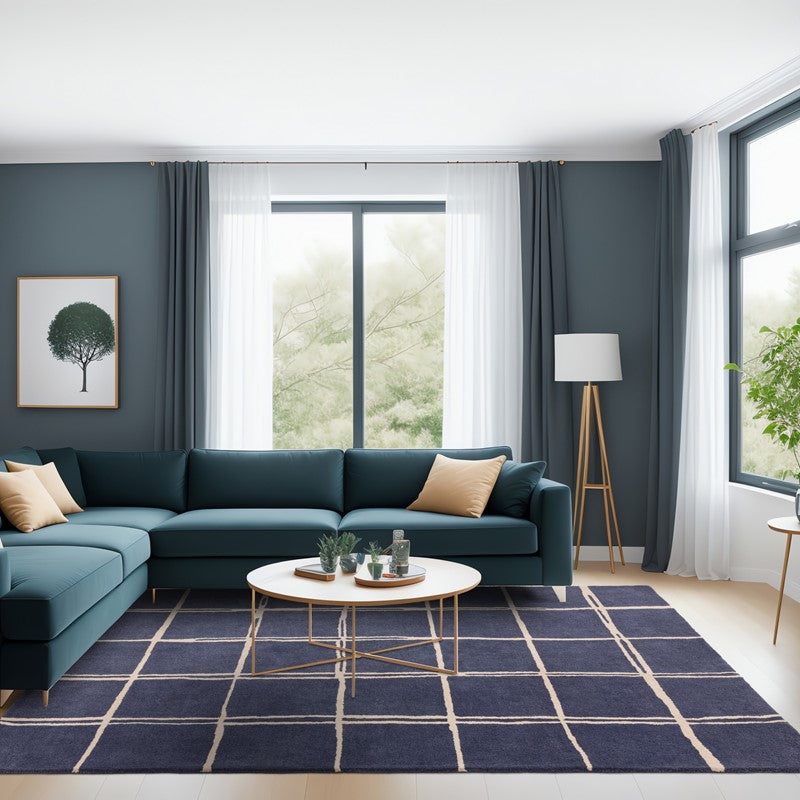 Tapis de salon moderne pure laine fait main RENO