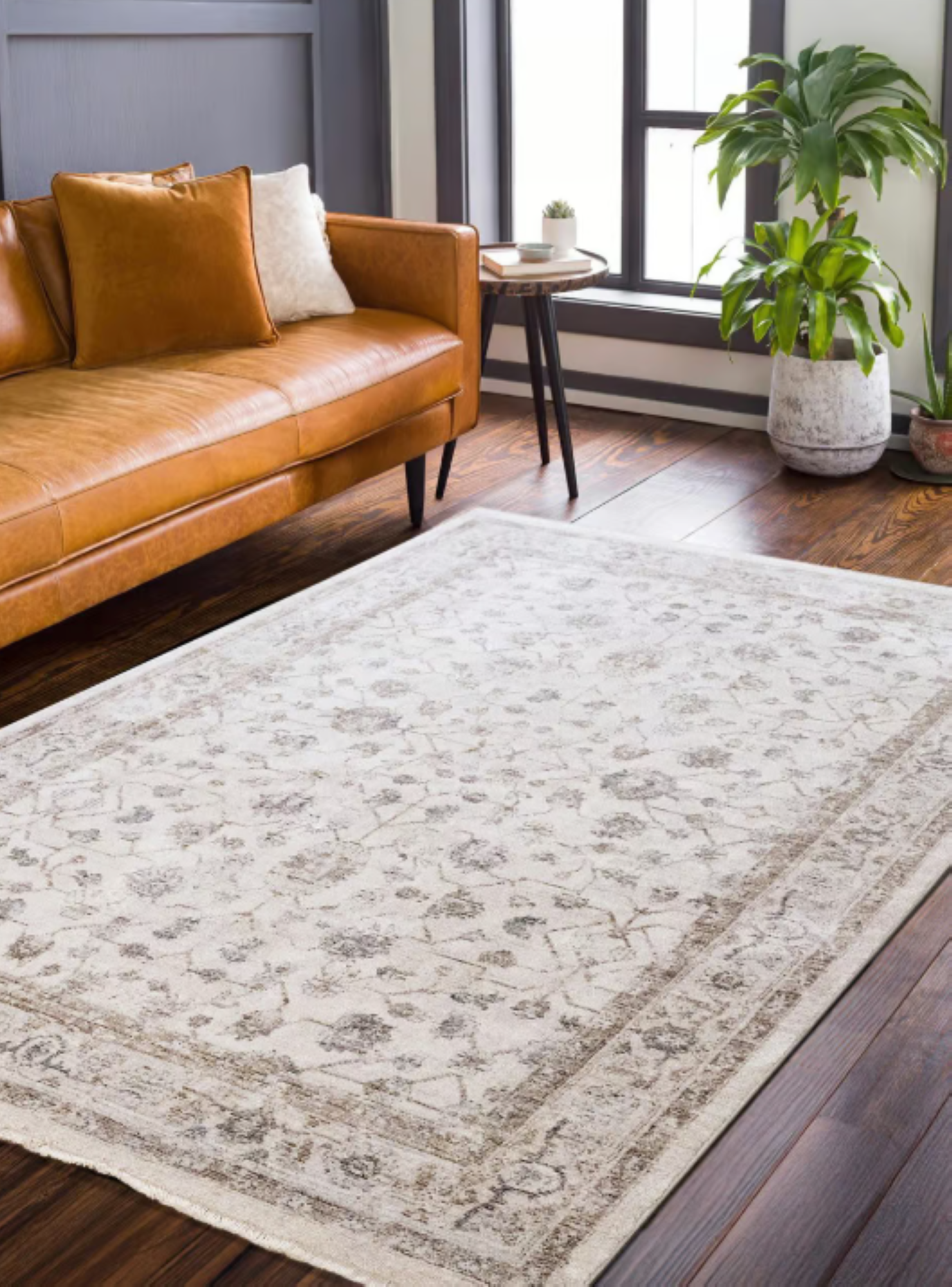 Tapis de salon style orient tissé plat JARBIN