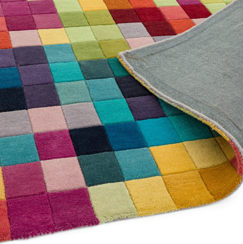 Alfombra de pura lana estampada FLASHY BOXES