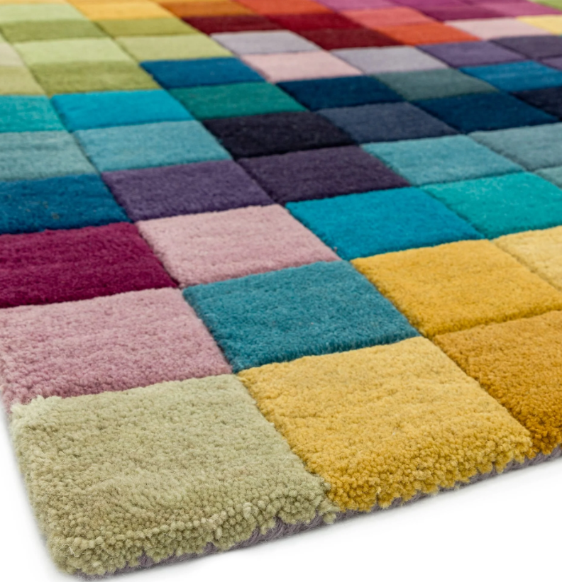 Alfombra de pura lana estampada FLASHY BOXES