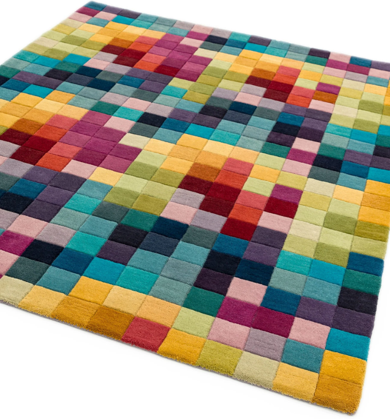 Alfombra de pura lana estampada FLASHY BOXES