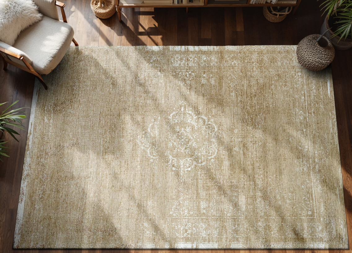 Tapis de salon style orient tissé plat WANE