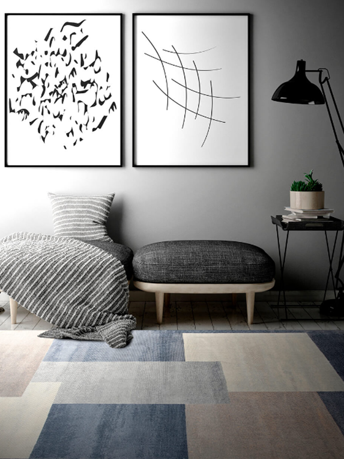 Tapis de salon moderne tissé plat NALA
