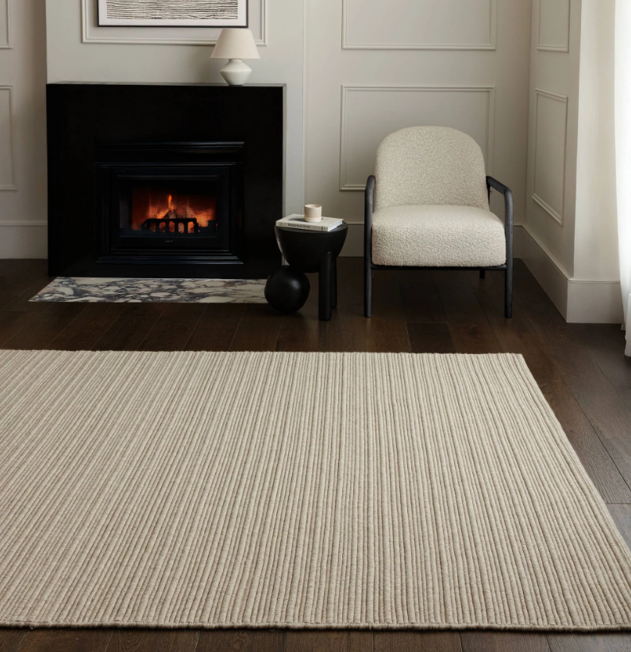 Tapis de salon en laine tissé plat TORRENTO