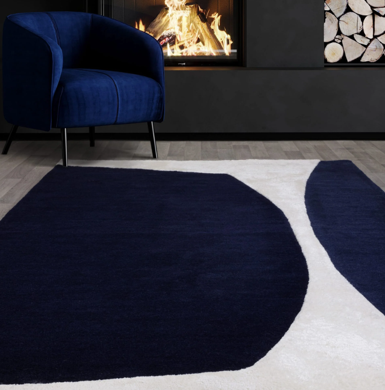 Tapis moderne tufté main en laine SAPHIR