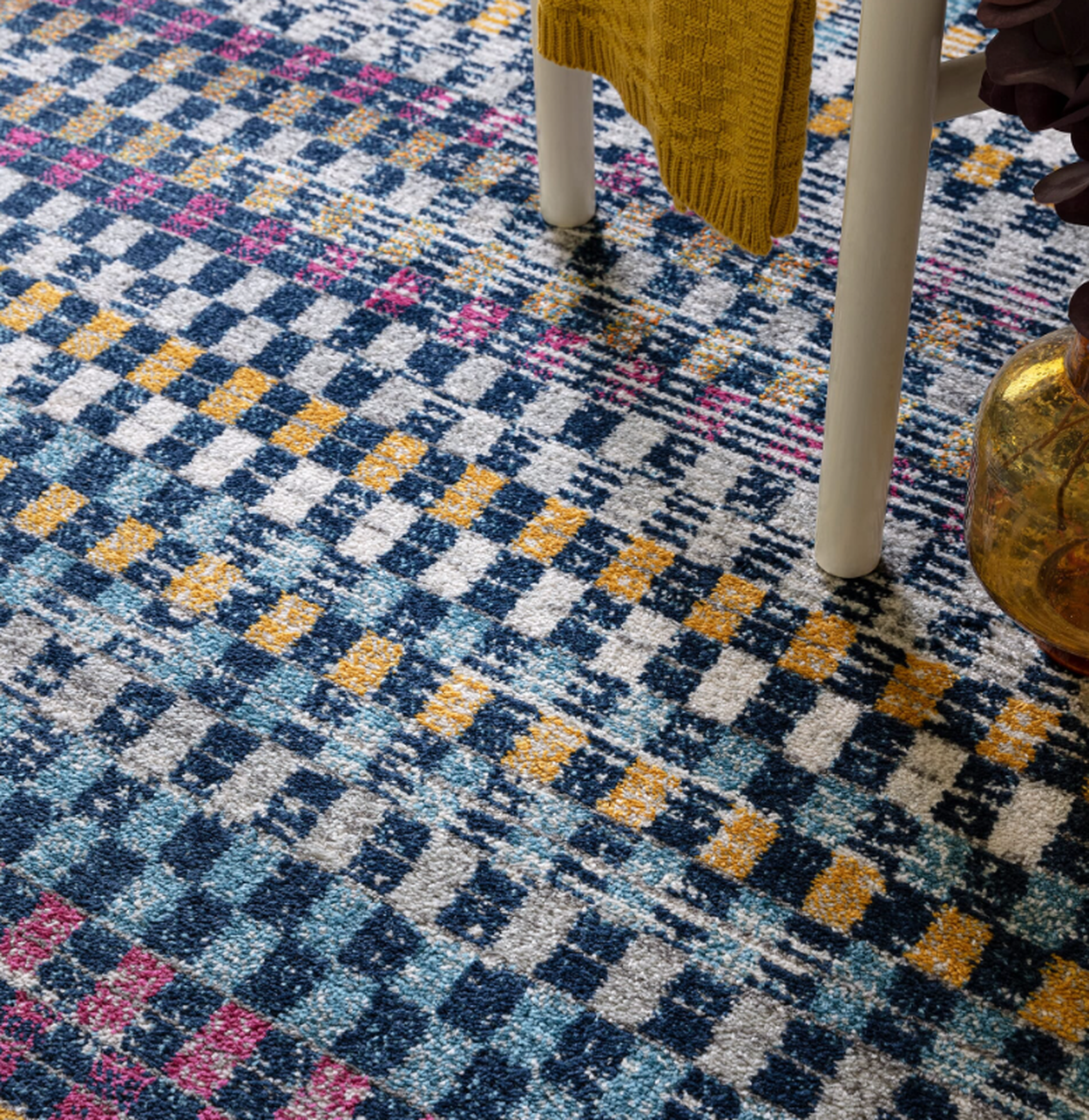 Tapis tissé plat moderne CHESS