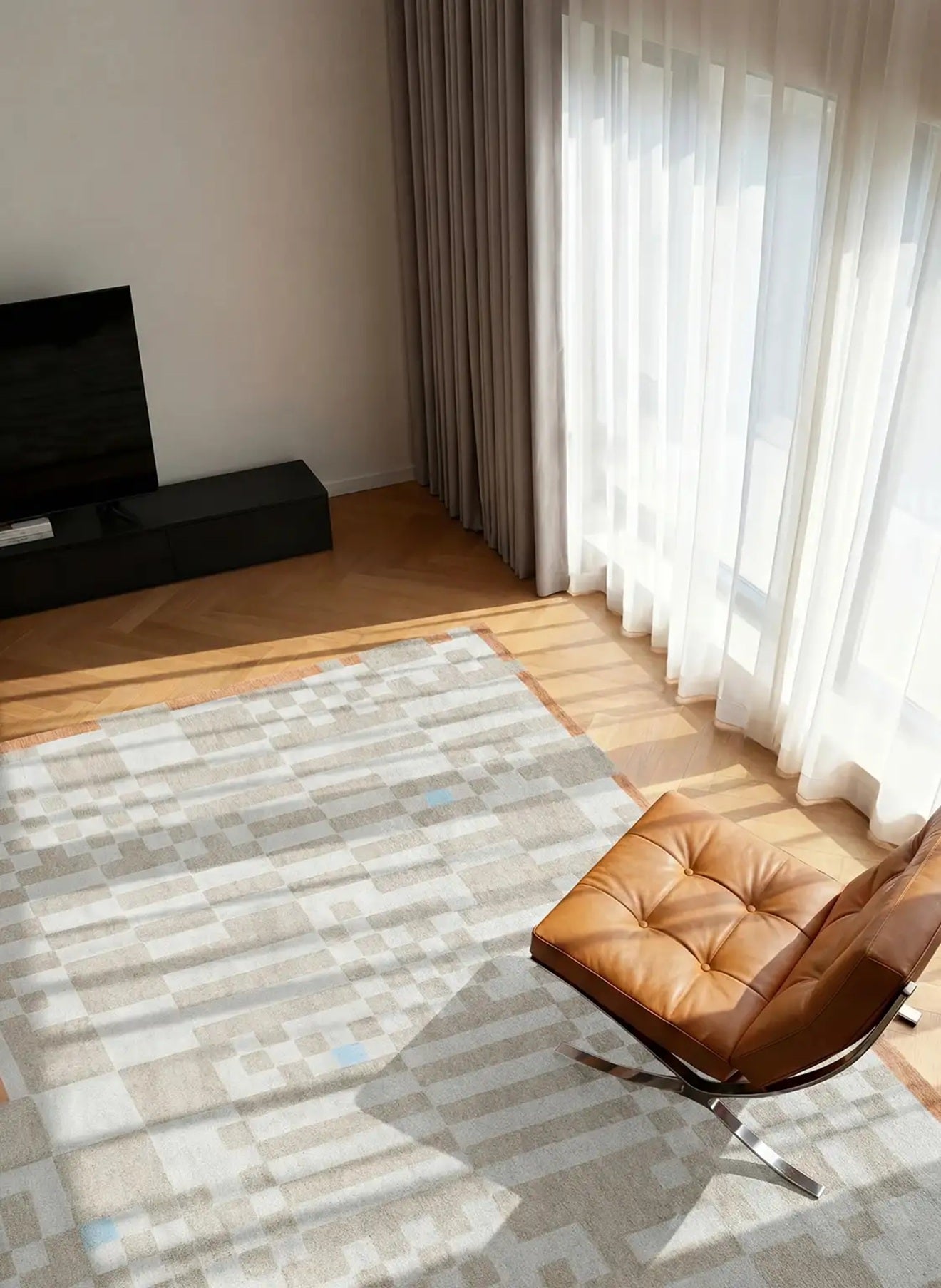 Tapis tissé plat moderne CHECKMATE