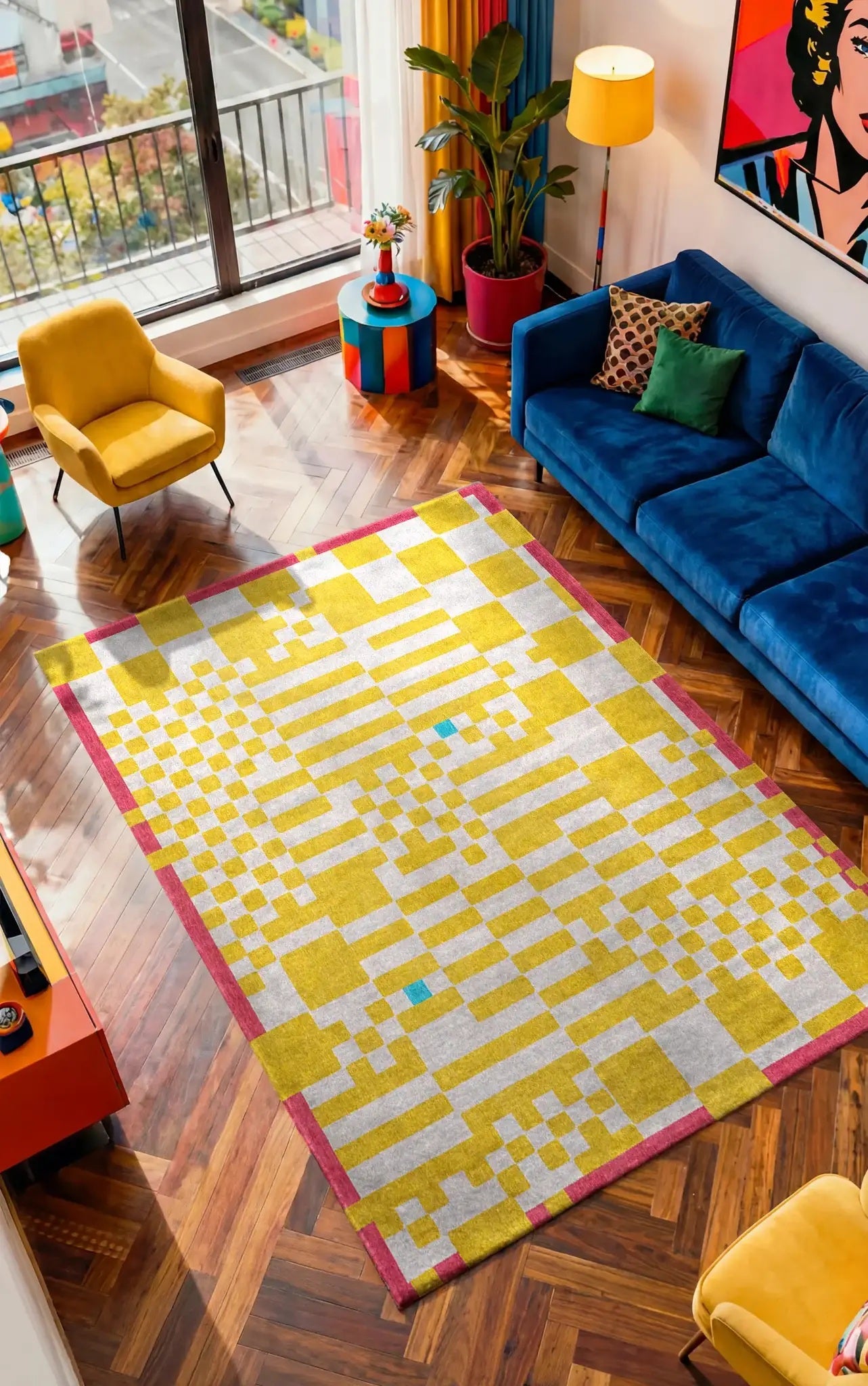 Tapis tissé plat moderne CHECKMATE