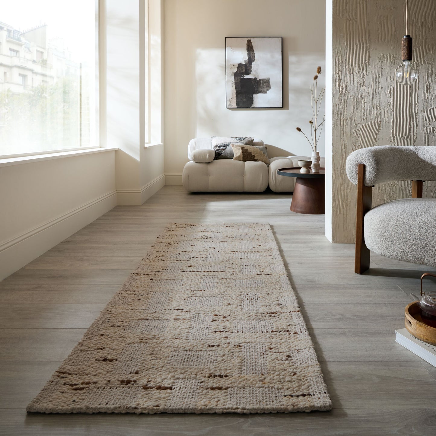 Tapis de salon, chambre et couloir laine et coton VARO