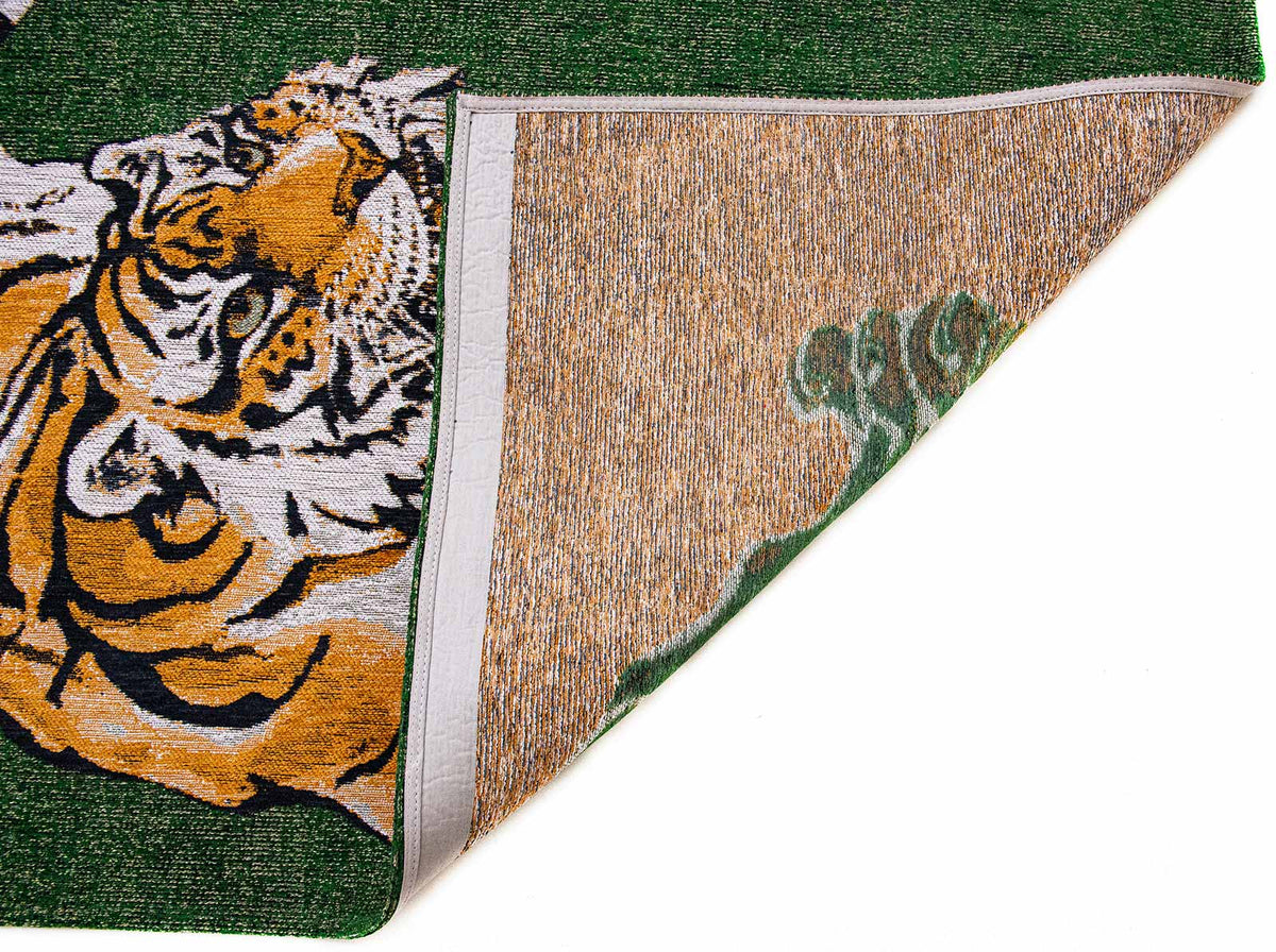 Tapis de salon et chambre tissé plat GREEN TIGER