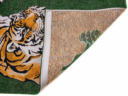 Tapis de salon et chambre tissé plat GREEN TIGER