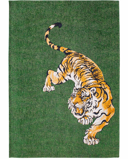 Tapis de salon et chambre tissé plat GREEN TIGER