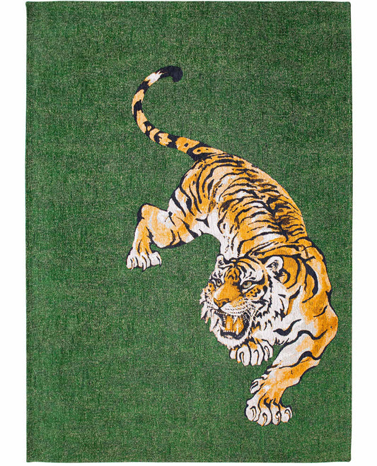 Tapis de salon et chambre tissé plat GREEN TIGER