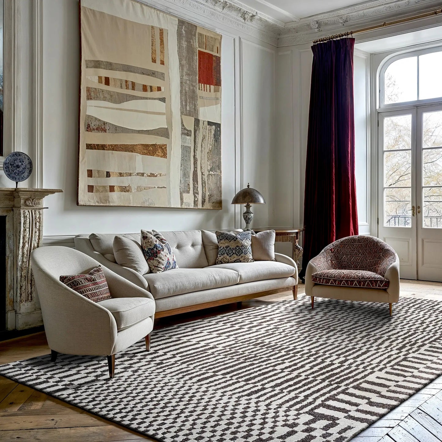 Tapis tissé plat moderne BERBER STRUCTURES