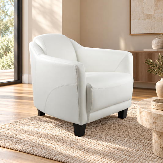 Sillón Gentleman en Piel Verdadera Blanca