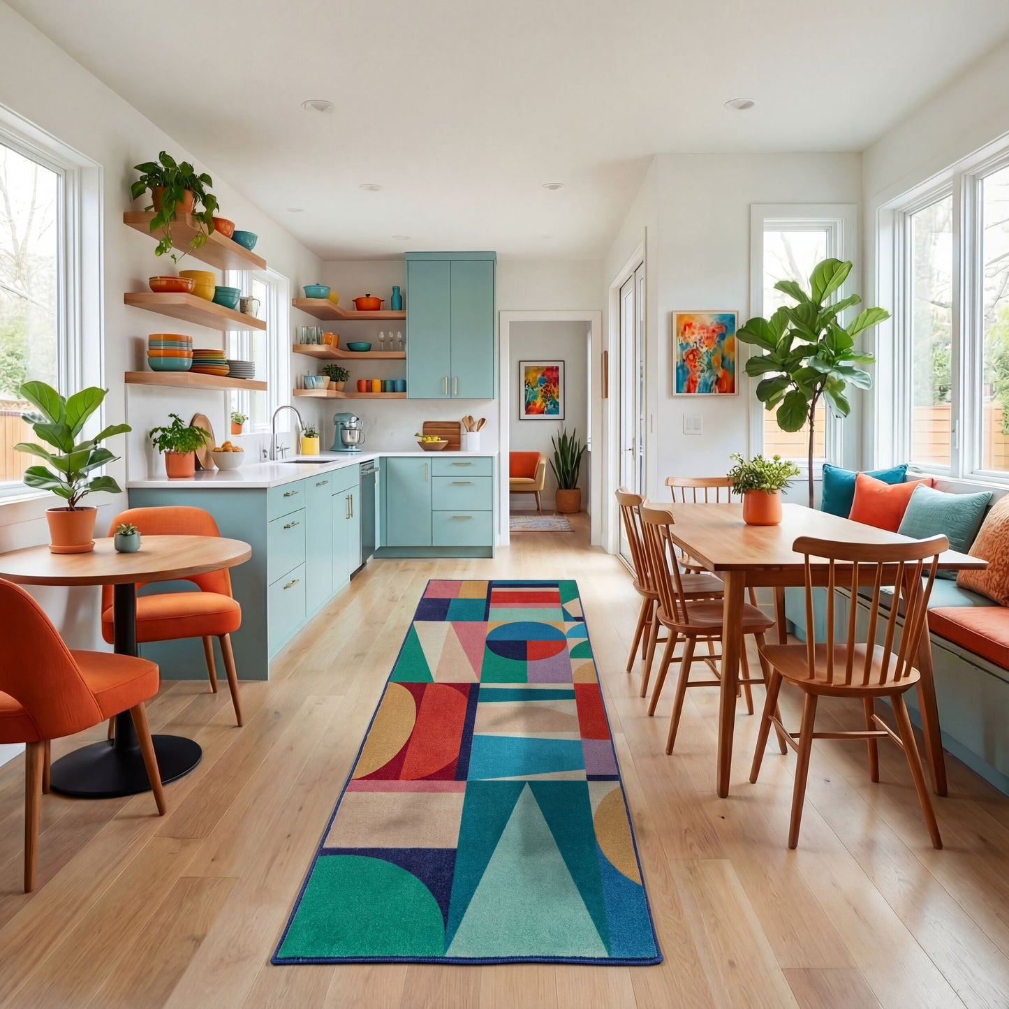 Tapis de salon et couloir tissé plat en laine HODGE