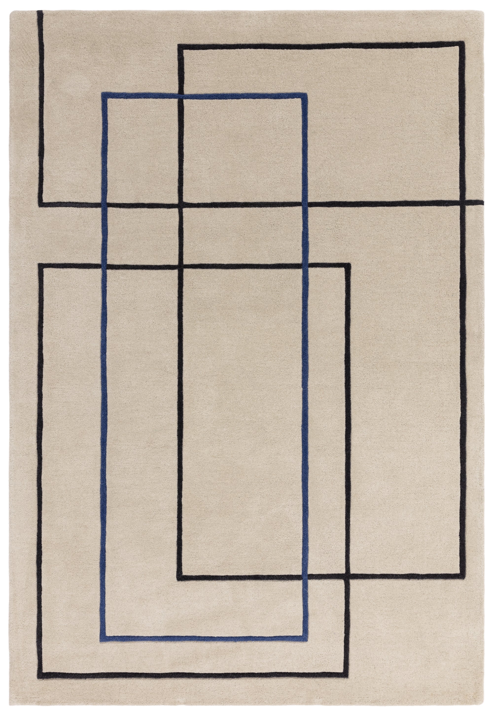 Moderna alfombra de salón de pura lana hecha a mano FRAME 