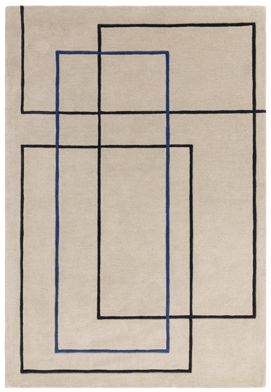 Tapis de salon moderne pure laine fait main FRAME