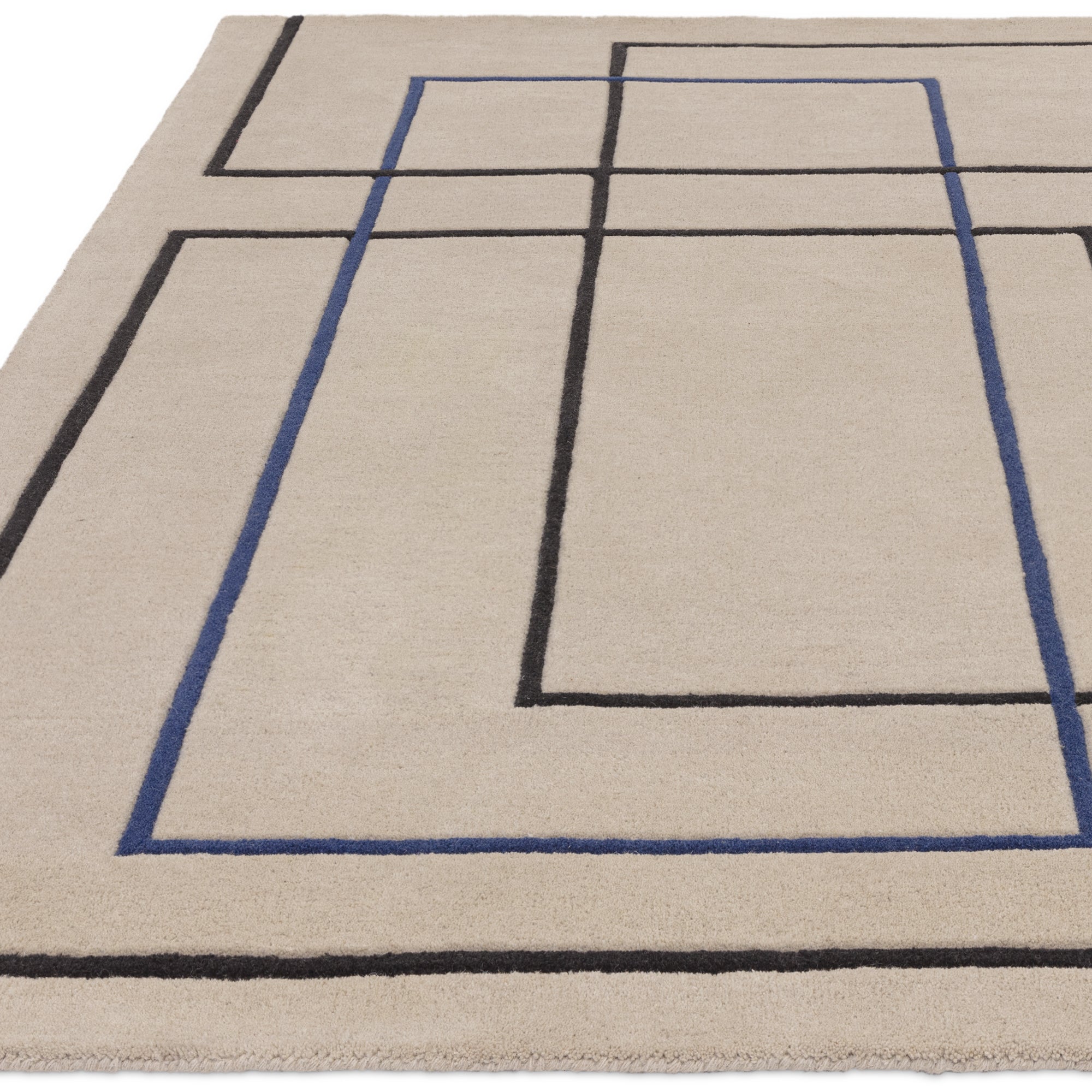 Moderna alfombra de salón de pura lana hecha a mano FRAME 
