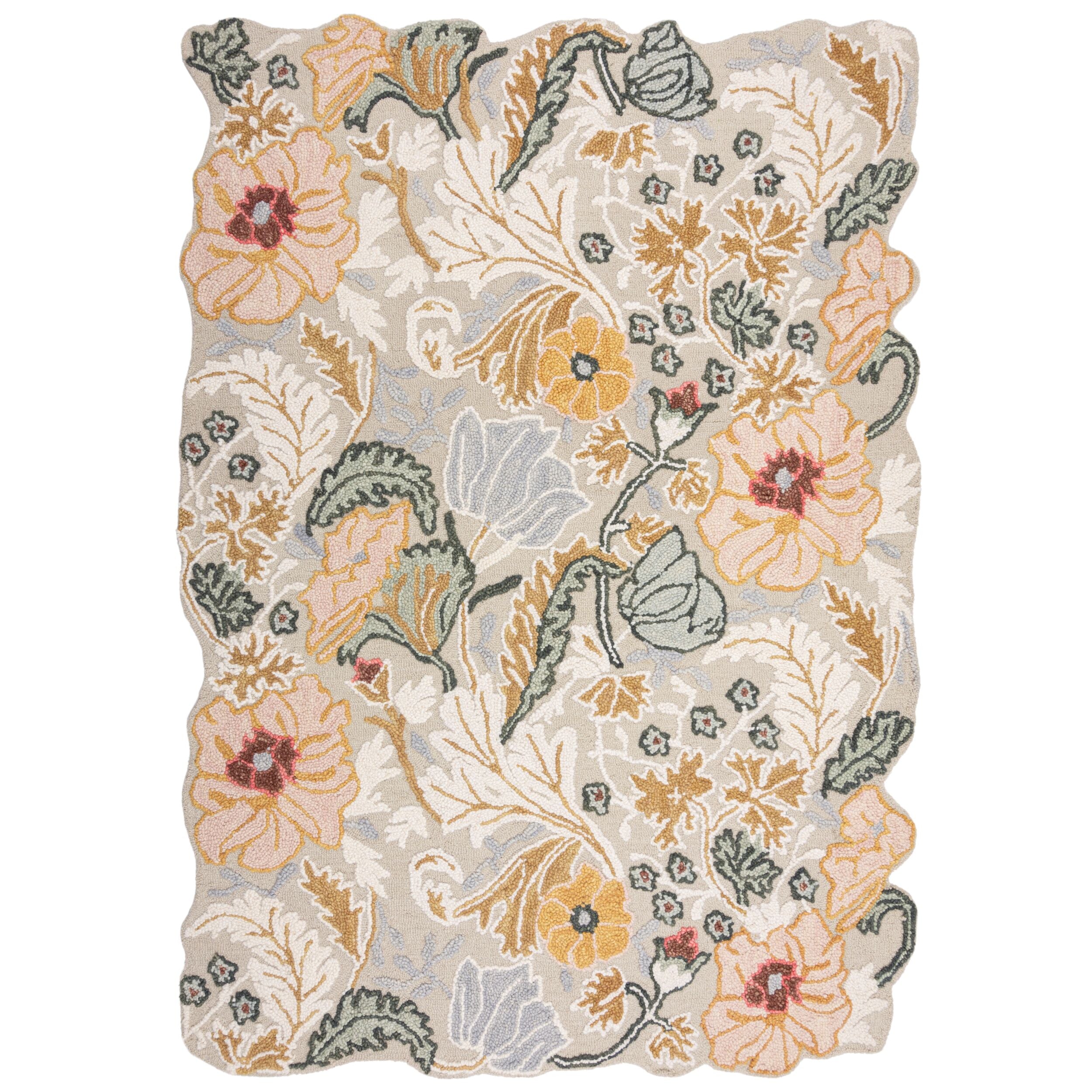 Tapis pure laine floral ZINNIA