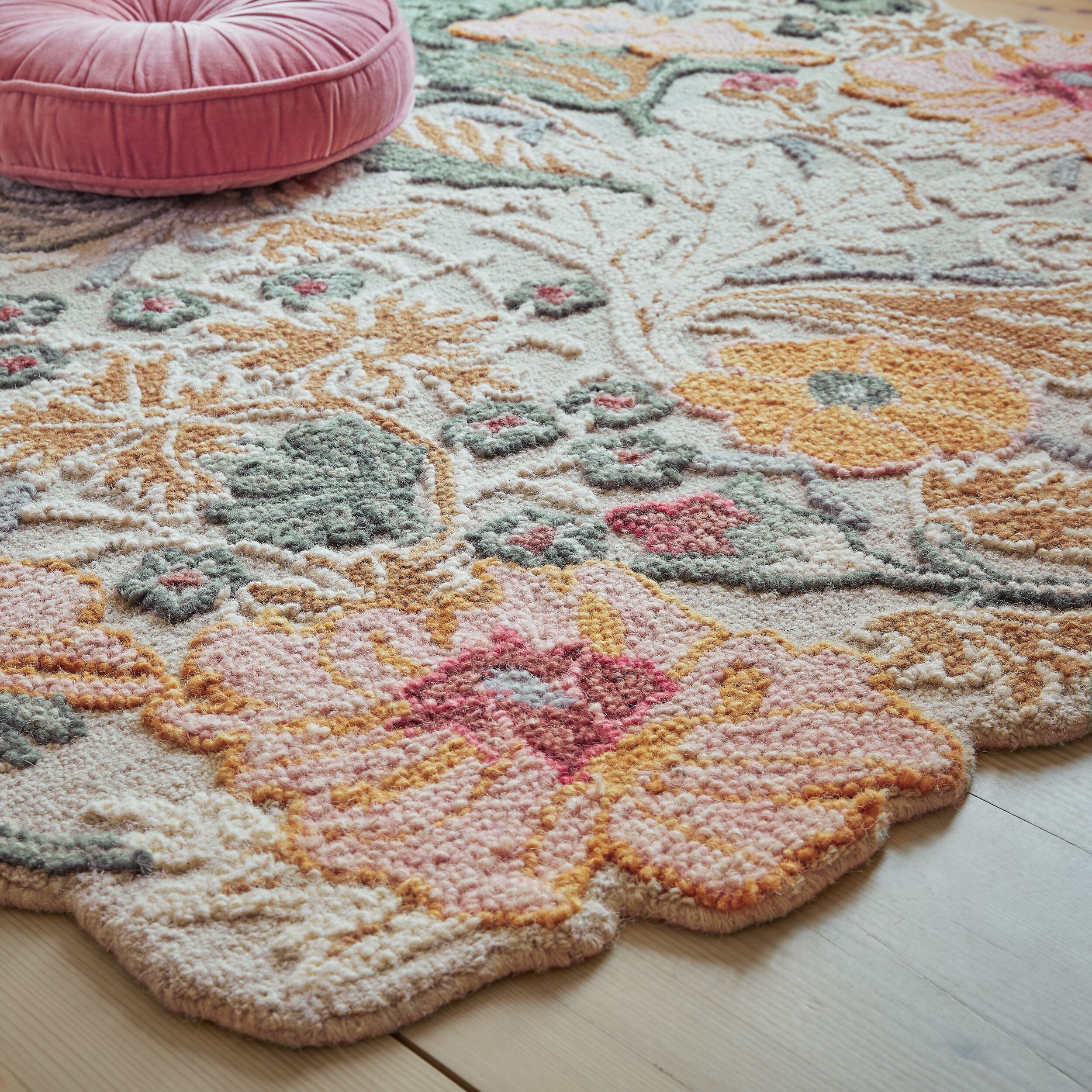 Tapis pure laine floral ZINNIA