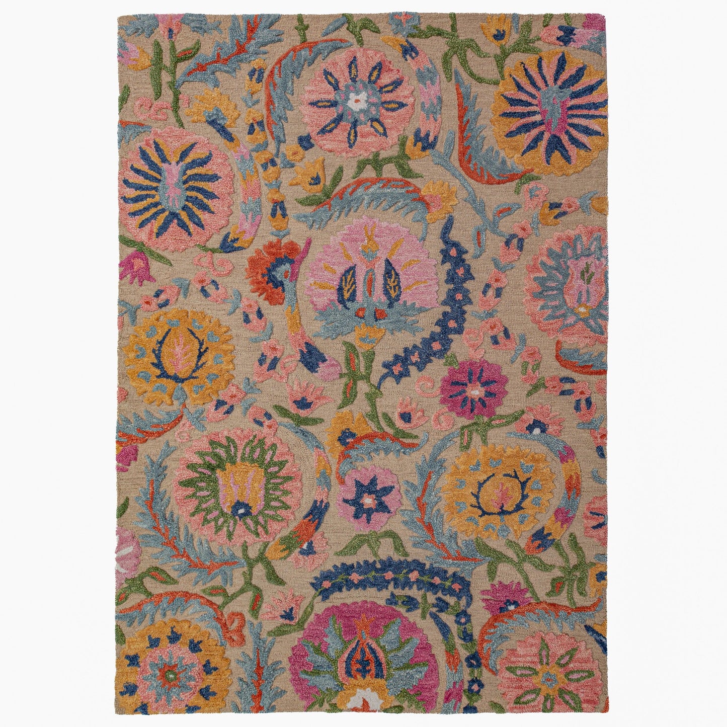 Tapis floral de salon, chambre et couloir pure laine RAMIA