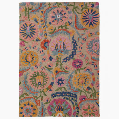 Tapis floral de salon, chambre et couloir pure laine RAMIA