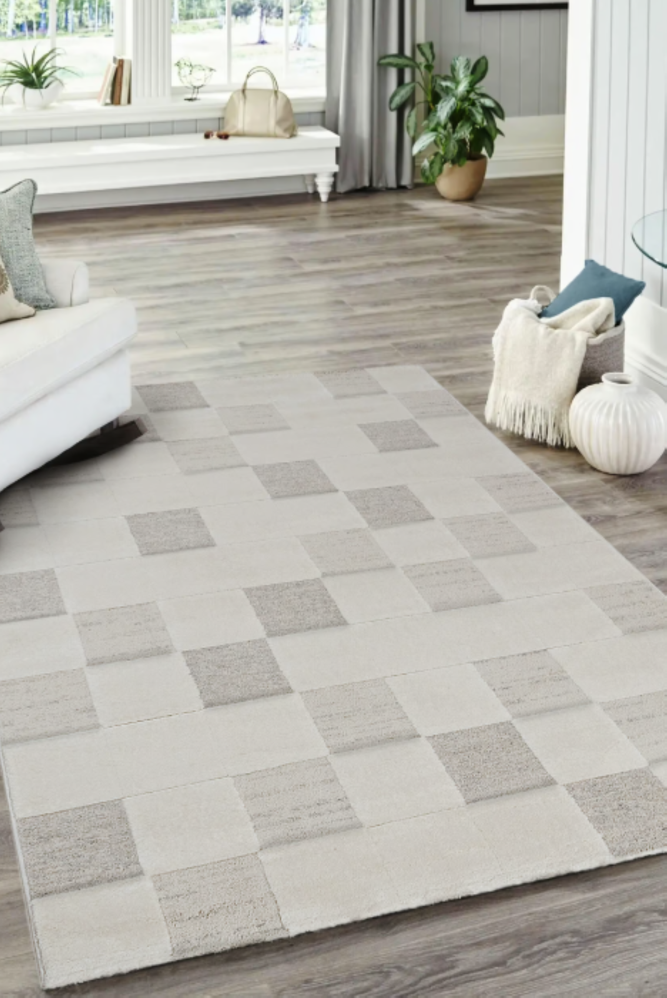 Tapis moderne tissé plat CHECKER
