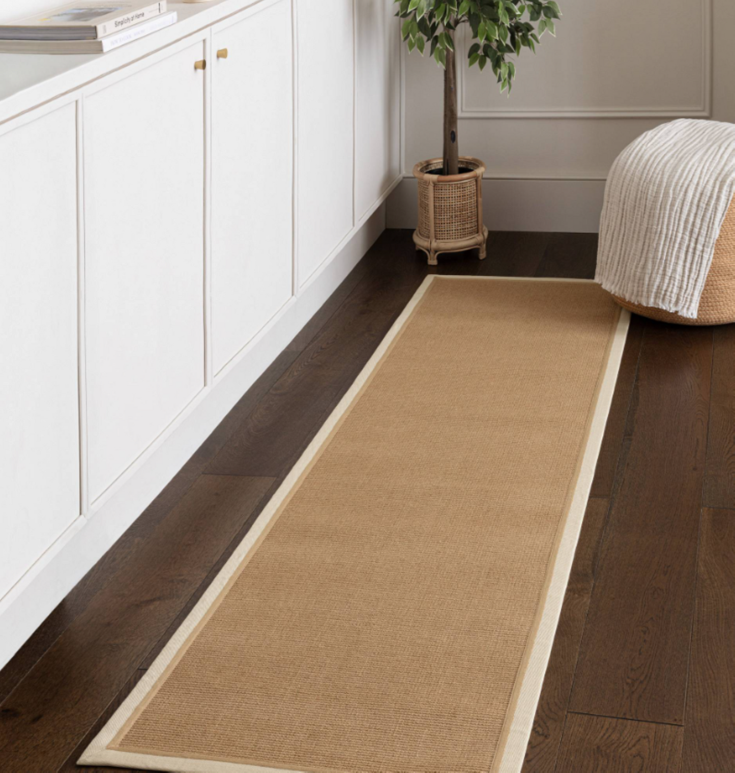 Alfombra moderna de yute DORO para dormitorio y salón 