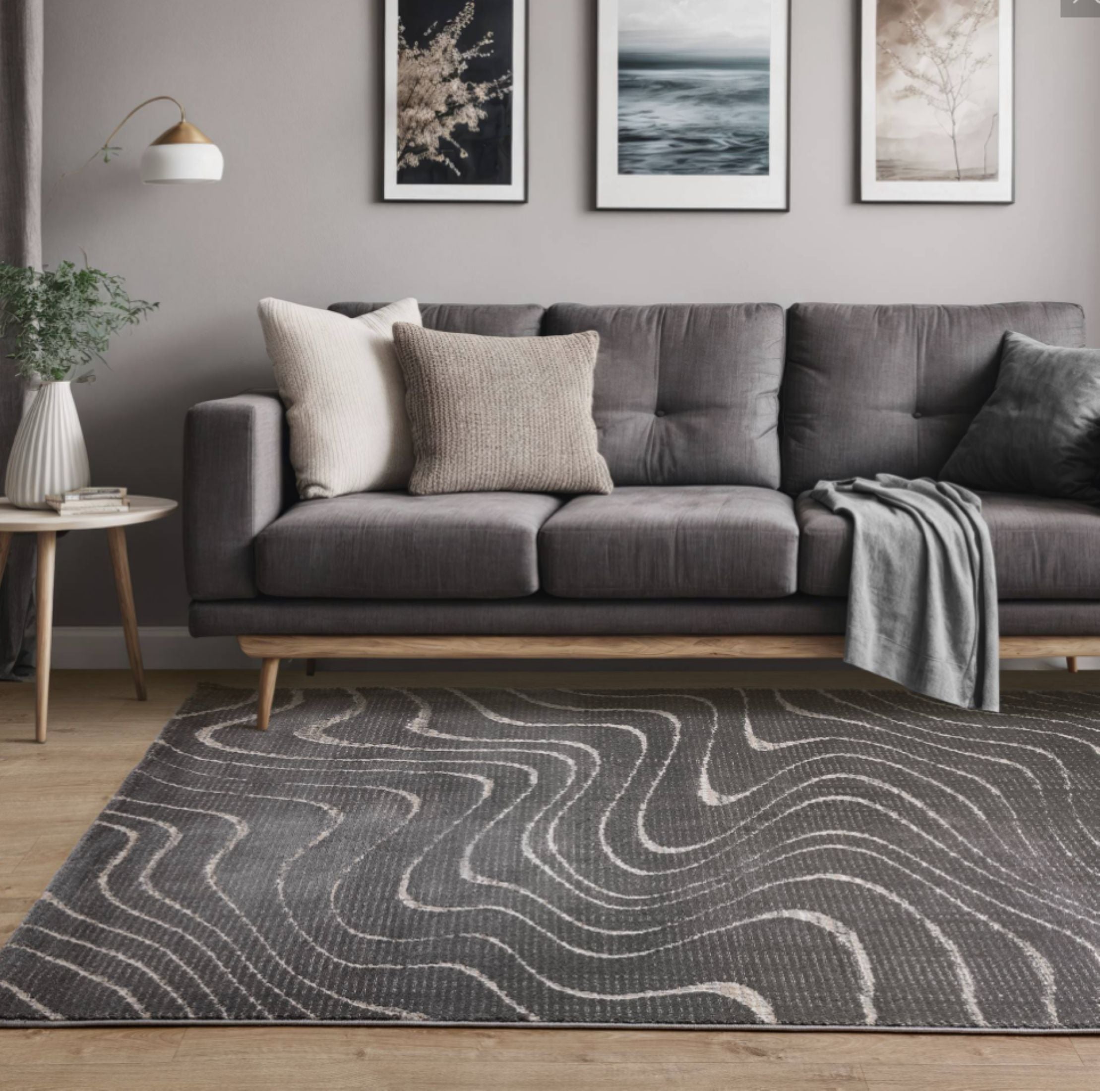 Alfombra plana tejida moderna WAVES