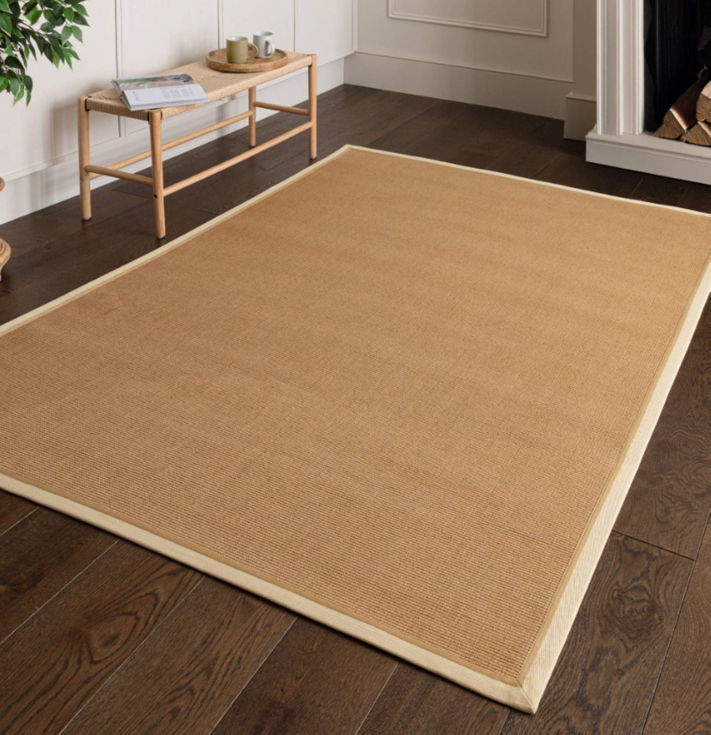 Alfombra moderna de yute DORO para dormitorio y salón 