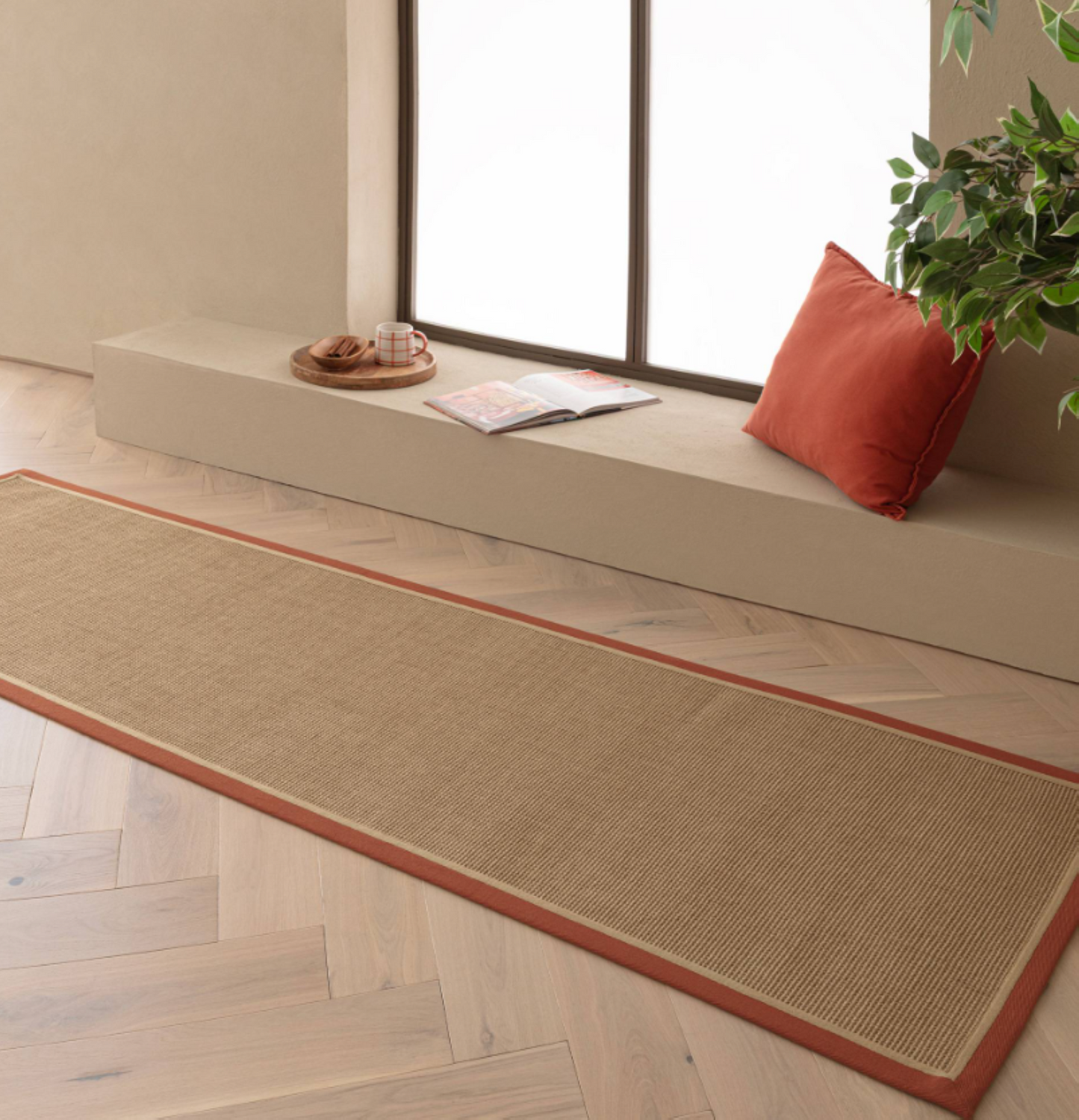 Alfombra moderna de yute DORO para dormitorio y salón 