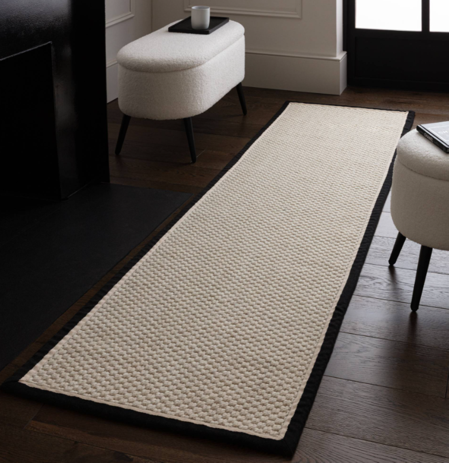 Alfombra moderna para sala de estar ROKA en lana y yute